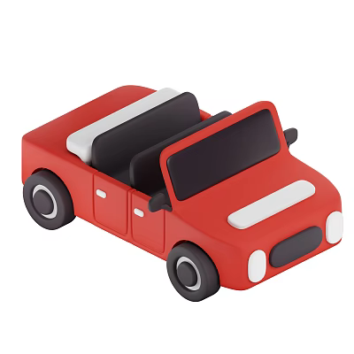 Red Convertible Toy Car With Black Seats White Stripes And Simple Design 3d model