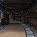 Industrial Sci Fi Interior With Curved Metal Tracks And Metal Frames