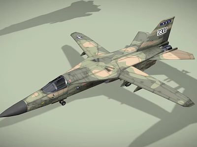Camouflage Military Fighter Jet as Weapon with Number 123 and Combat Features 3d model