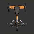 Orange Tricycle With Black Seat Silver Handlebar And Reflective Wheels On Shiny Surface