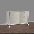 Modern White Console Side Cabinet With Drawers On Wooden Floor Against Gray Wall