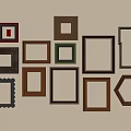 Various Shaped Picture Frames In Different Colors For Wall Decoration 3d model