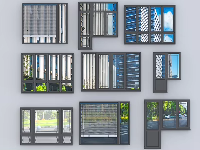 Contemporary Casement Door Designs With Glass Panels And Aluminum Frames 3d model