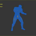 Muscular Humanoid Character 3D Model With Red Patterns And White Hair In Battle Stance