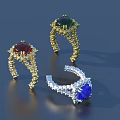 Luxury Jewelry Rings With Red Green Blue Gemstones In Gold Silver Settings