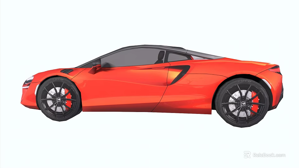 Red Sports Car With Sleek Exterior Design And Black Alloy Wheels 3d model 