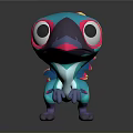 Cute 3D Cartoon Bird Character With Blue Body Big Eyes And Colorful Feathers
