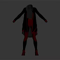 Stylish Red And Black Long Coat With Tight Pants And Red Shoes