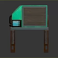 Turquoise Electronic Device With Circular Fan Heat Sink And Metal Stand