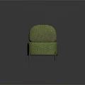 Modern Green Single Sofa with Velvet Fabric Ottoman and Black Metal Legs Design