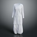 Minimalist White Long Sleeve Loose Top And Matching Pants Casual Outfit Design