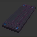 Dark Blue Rectangular Tech Panel Surface With Grooves And Blue Accents Design 3d model
