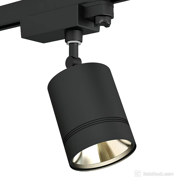 Black Track Mounted LED Downlight And Spotlight For Modern Interior Lighting 3d model 