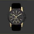 Gucci Luxury Watch With Black Leather Strap Gold Case And Chronograph Dial Design