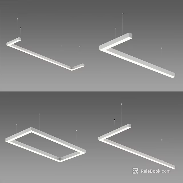 Modern Geometric Pendant Lights Featuring L Shaped And Square Minimalist Design Styles 3d model 