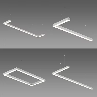 Modern Geometric Pendant Lights Featuring L Shaped And Square Minimalist Design Styles 3d model