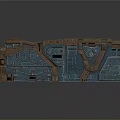 Futuristic Sci-Fi Gate With Mechanical Design Wooden Metallic Structure And Blue Glowing Lines