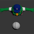 Green Creature Character Wearing Blue Cap Red Sox Shirt Blue Shorts And Red Shoes Holding Baseball
