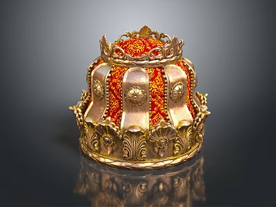 Exquisite Gold Crown Adorned With Red Ornate Details Fine Jewelry Piece 3d model