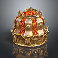 Exquisite Gold Crown Adorned With Red Ornate Details Fine Jewelry Piece