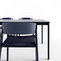 Modern Navy Blue Rectangular Dining Table And Chairs Set With Simple Backrest Design 3d model