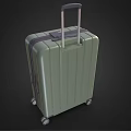 Green Modern Suitcase With Telescopic Handle Vertical Stripes And Wheels 3d model