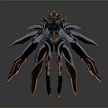 Intricate Sci Fi Mechanical Creature With Metallic Wings And Red Accents