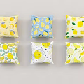 Lemon Patterned Decorative Cushions With Various Designs And Colorful Prints 3d model