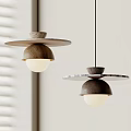 Modern Interior Wooden Pendant Lights With Marble Accents And Minimalist Round Shades