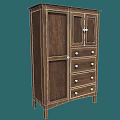 Classic Wooden Wardrobe with Double Doors and Multiple Drawers Design