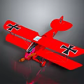Red Vintage Biplane Model With Black Crosses In Space Aerospace