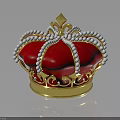 Luxurious Red Crown With Golden Trim And White Pearls For Fashion Accessories