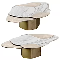 Unique Modern Coffee Table With White Marble Top And Gold Metal Base Design