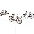 Three Vintage Bicycles With Classic Frames And Leather Seats On White Background