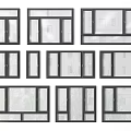 Various Home Window Designs With Different Frame Styles And Glass Panels 3d model