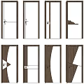 Modern Hinged Doors With Wooden Frames And Sleek White Panel Designs For Home 3d model