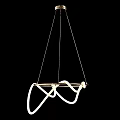 Modern White Curved Chandelier With Metal Frame And Hanging Cords Design