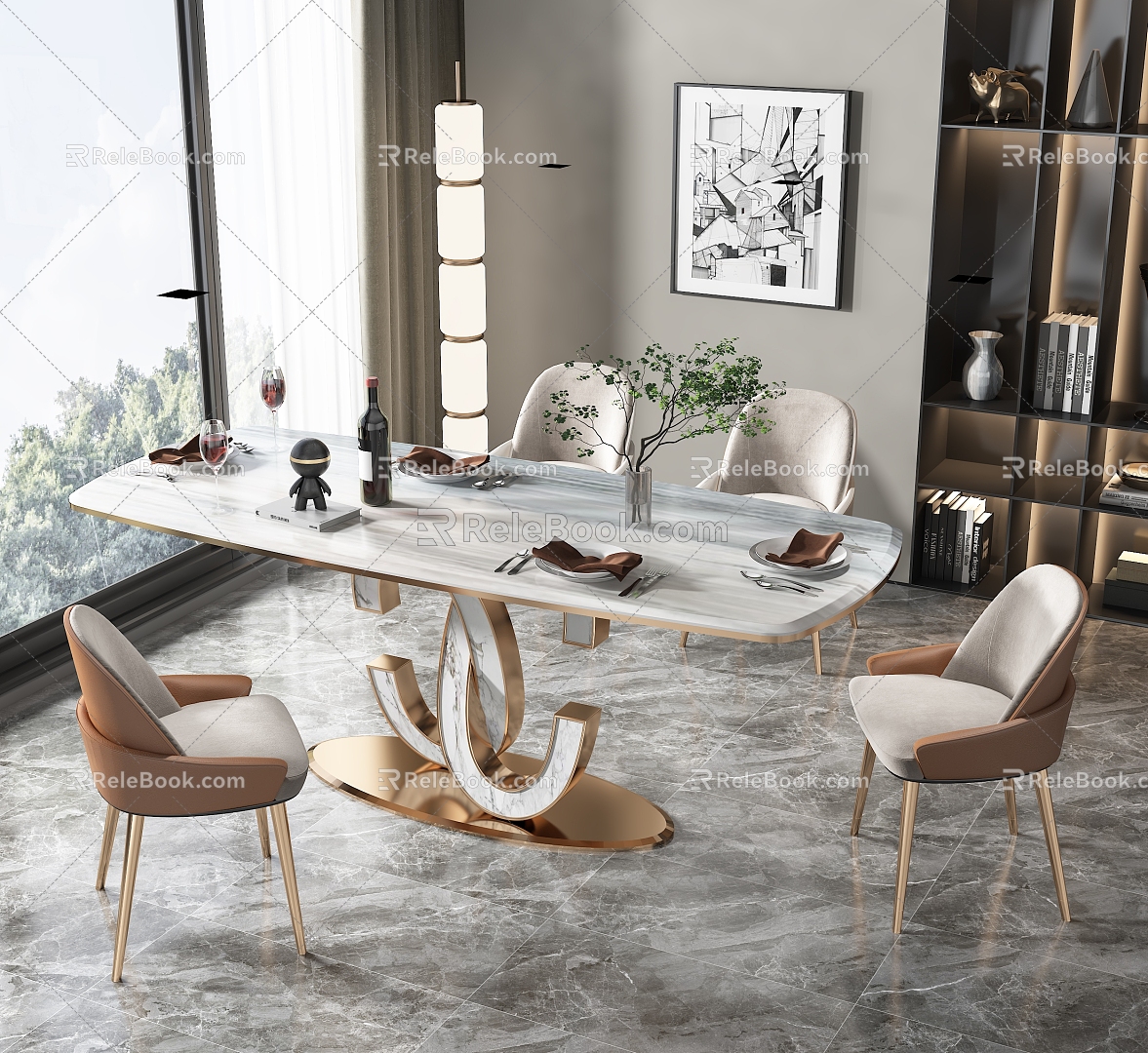 Dining table and chair model 3d model