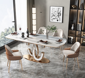 Dining table and chair model 3d model