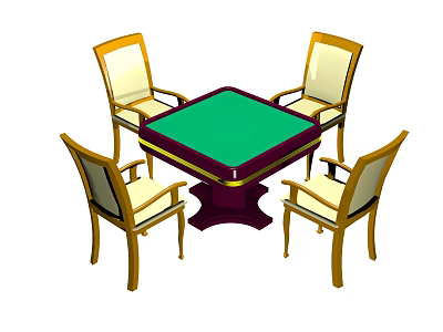 Mahjong Table and Chair Chess and Card Chair Table 3d model