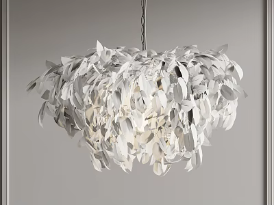 Elegant Modern White Leaf Shaped Chandelier With Puffy Design For Interior Decor 3d model