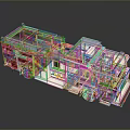 Building Block Fire Truck Model With FDNY Logo Red White Blue Roof Structure Wheels