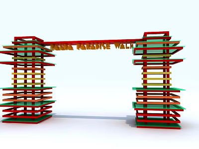 Colorful Layered Archway Structure with Multi Colored Design at Anna Paradise Valley 3d model