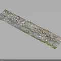 Detailed Elongated Terrain Model With Green Gray Textures Vegetation And Surface Covering