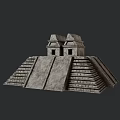 Ancient Stepped Stone Building With Twin Top Structures And Layered Platforms 3d model