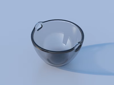 Modern Transparent Glass Bowl With Two Handles For Daily Kitchen Use 3d model