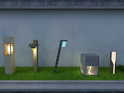 Modern Outdoor Lights With Various Stylish Designs For Garden Landscaping 3d model
