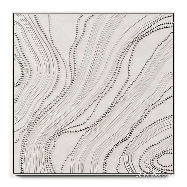 Modern Black And White Picture Frame With Wavy Lines And Dot Patterns Design 3d model 