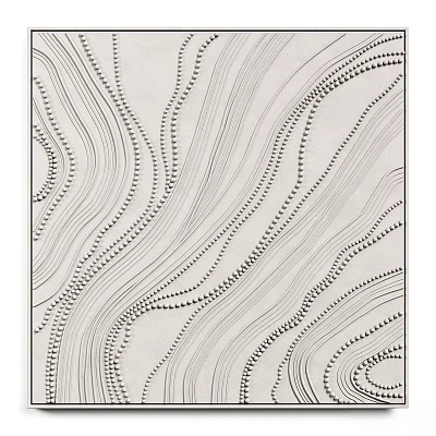 Modern Black And White Picture Frame With Wavy Lines And Dot Patterns Design 3d model