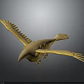 Golden Bird Model With Decorative Wings And Small Wheels 3d model
